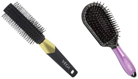 Buy VEGA Round Brush, black, 126 g & VEGA Cushioned Hair Brush With ...