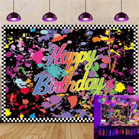 Buten 7x5ft Neno Glow In The Dark Birthday Party Photography ...