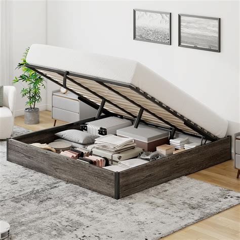 Amazon.com: LUXOAK King Size Lift Up Storage Platform Bed Frame, Metal ...