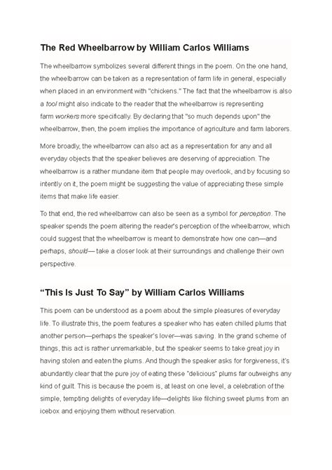 Imagist Poetry- Summary Gr ADE 6 - The Red Wheelbarrow by William ...