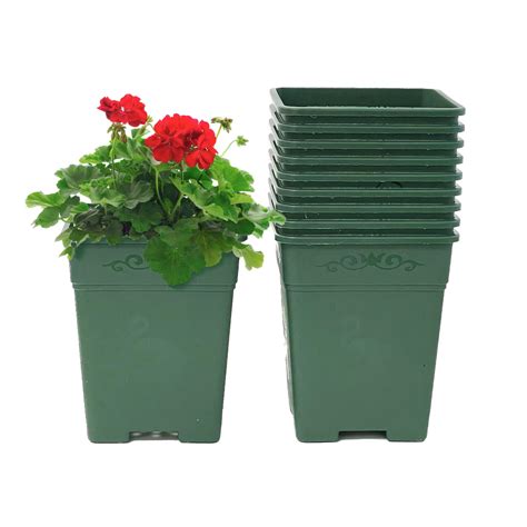 Cotta Planters 1 Gallon Square Nursery Pots 10-Pack Green 5.5 inch ...