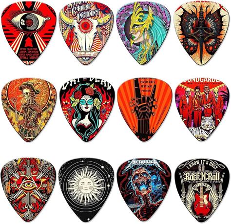 ZIBUYU® 12Pcs Guitar Picks PVC Guitar Picks with Thin, Medium & Heavy ...