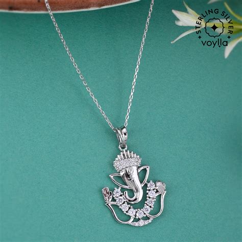 925 Sterling Silver CZ Ganesha Chain Pendant for Gifting|Voylla – VOYLLA