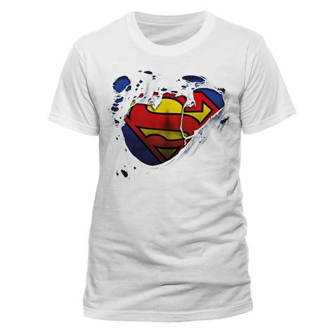 Superman Torn Logo White Official DC Comics Unisex T-Shirt. Buy ...