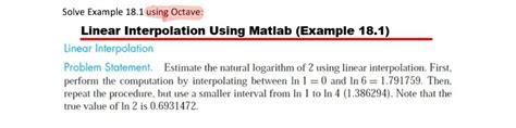 Image result for Direct Method for Linear Interpolation Code in Octave Solution
