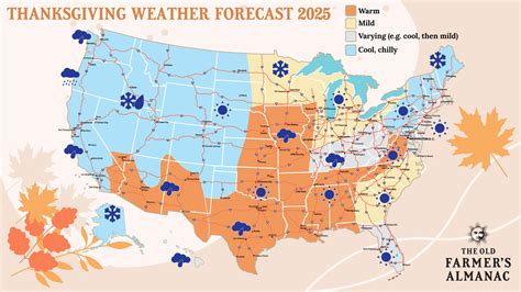 Thanksgiving Weather Forecast 2025—With U.S. Travel Map | The Old ...