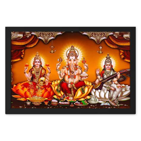 Ritwika's Laxmi Ganesh Saraswati Diwali Pooja Painting With Frame ...