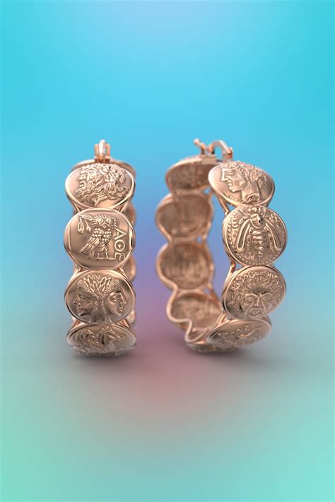 18k Gold hoop earrings inspired by ancient Greek coins, only made to ...