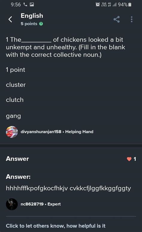 1 The________ of chickens looked a bit unkempt and unhealthy. (Fill in ...