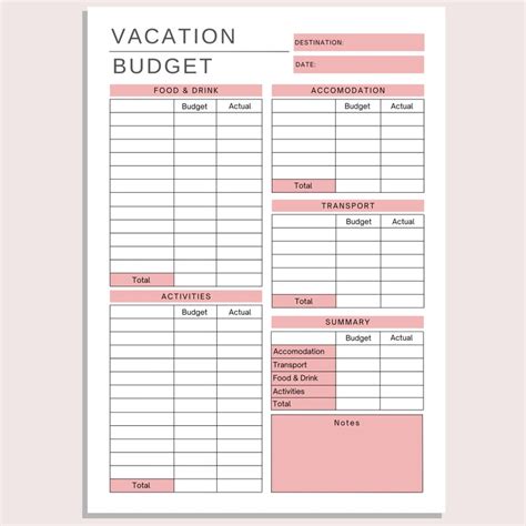 Buy Vacation Budget Planner | Printable Holiday Spreadsheet | Budget ...