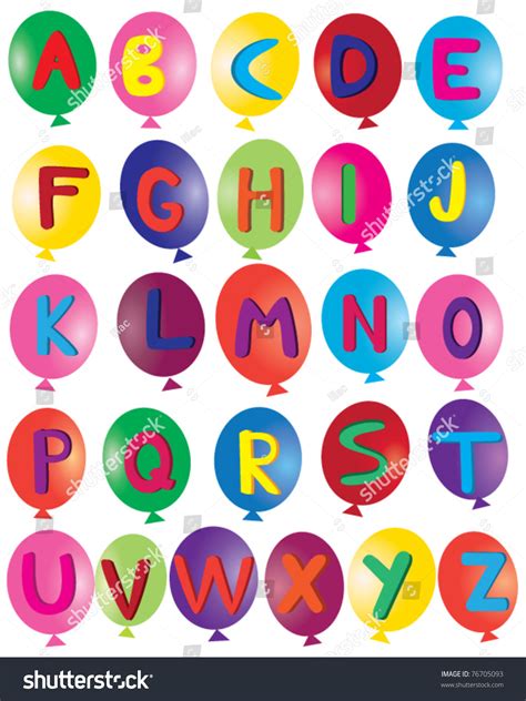 Vector Balloons Alphabet Letters Stock Vector (Royalty Free) 76705093