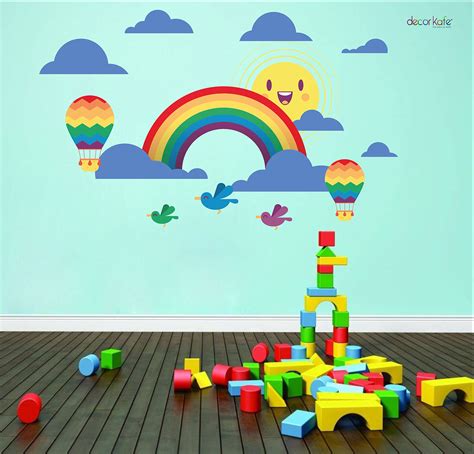 Sticker Hub Baby Room Cute Mushroom Clouds Rainbow Wall Stickers BS244 ...