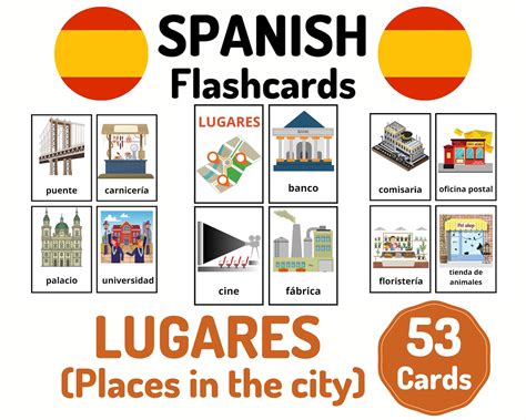 53 Spanish Places in the City Vocabulary Flashcards Learning | Etsy