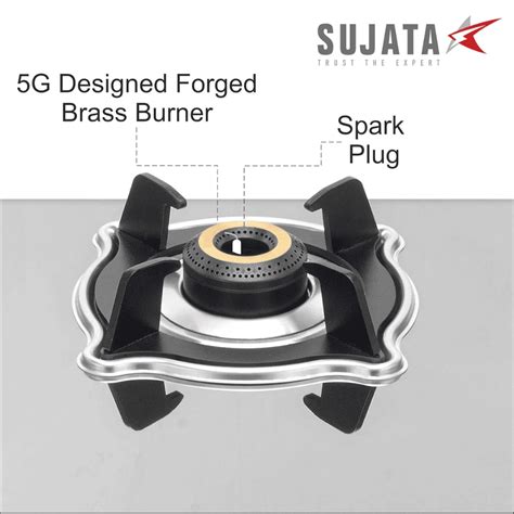 Sujata Cooktop Sterno, 3 Burner Manual Stainless Steel Glossy SS Body ...