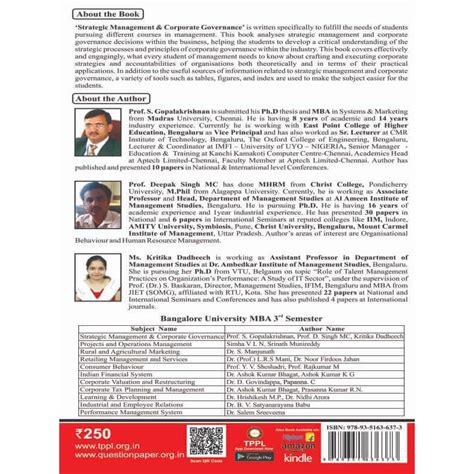 Strategic Management and Corporate Governance mba 3 semester third semester