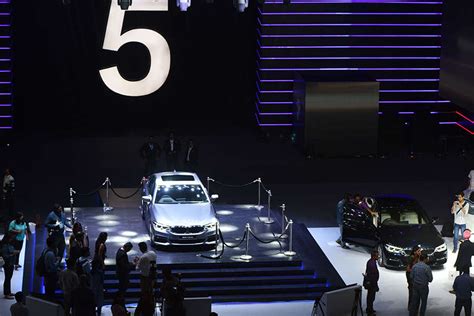 New cars displayed for the media representatives during the launch of ...