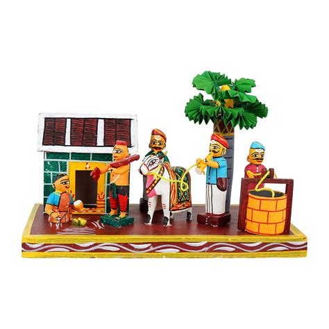 Lepakshi Handicrafts Kondapalli Sankranthi Wooden Toy Set - Handcrafted ...