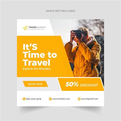 Travel social media post template | Premium Vector