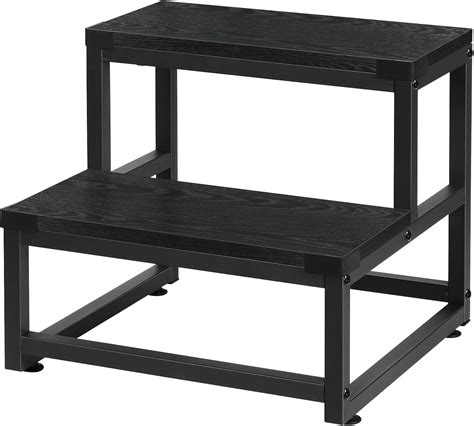 Amazon.com: Wooden Step Stools for Adults Kids, Black Kitchen Step Stools Heavy Duty 2 Step ...