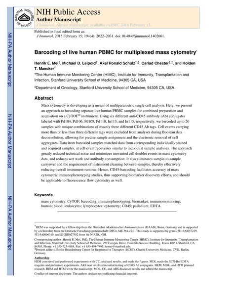 Image result for Barcoding Mass Cytometry