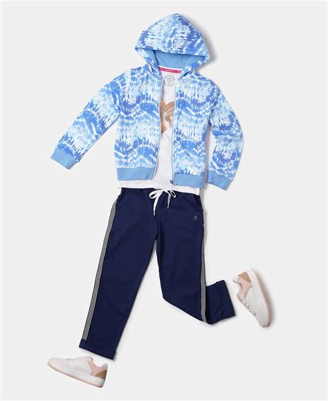 Buy Girl's Super Combed Cotton French Terry Printed Hoodie Jacket ...