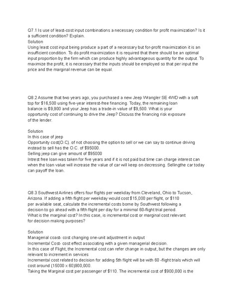 Solutions part 1 managerial economics lecture 22 - Q7 Is use of least ...