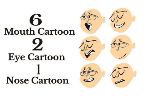 6 Mouth 2 Eye Cartoon Graphic by Slametz Lab · Creative Fabrica | Mouth ...