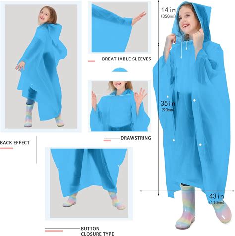 TUNCHMO Rain Ponchos for Kids 2 Pack Reusable EVA Waterproof India | Ubuy