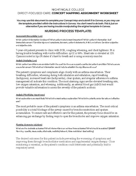 NURSING 346: CONCEPT MAPPING ASSIGNMENT WORKSHEET - Studocu