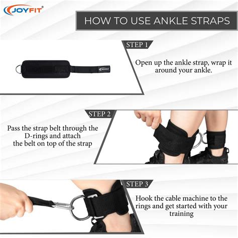 Ankle Straps Padded with D Ring for Cable Machine | Joyfit