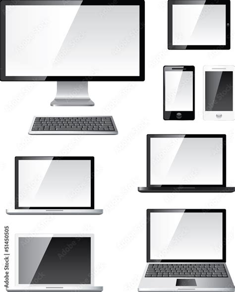 digital computer devices photo-realistic vector set Stock Vector ...