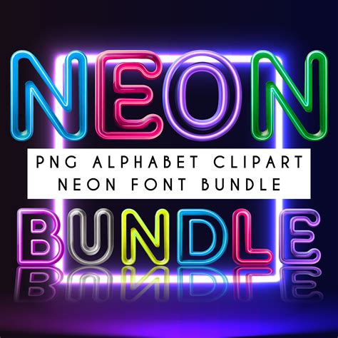 Neon Letters PNG Clipart Bundle, Glowing Neon Alphabet Letter, Alpha Doodle, Bright Neon Font ...