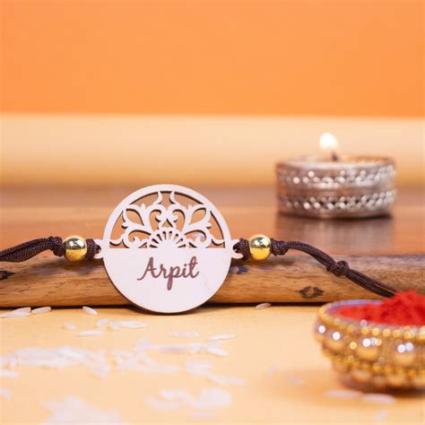 Wooden Rakhi | Personalised | Elegant Name Rakhi – ChitraChaya