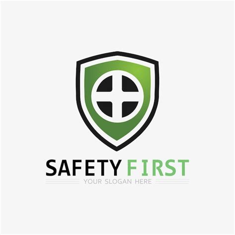 Sicurezza primo logo icona disegno vettoriale e illustrazione segno ...