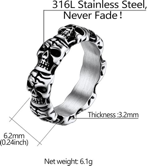 Buy Richsteel Skeleton Head Claws Chunky Rings for Men Women, Skull ...