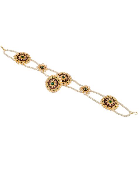 Buy Traditional Enameled Pearl Mathapatti With Borla for Women Online ...