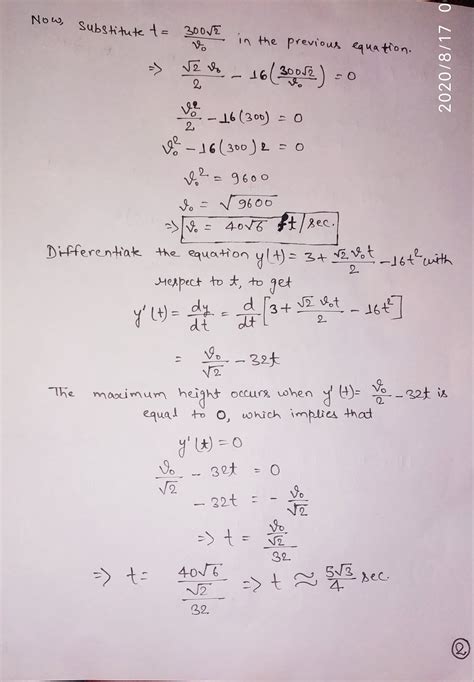 Solved: Projectile Motion use the model for projectile motion, assuming ...