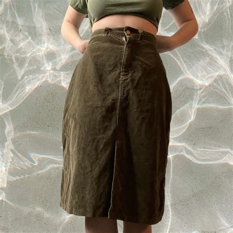 Women's Green and Khaki Skirt | Depop