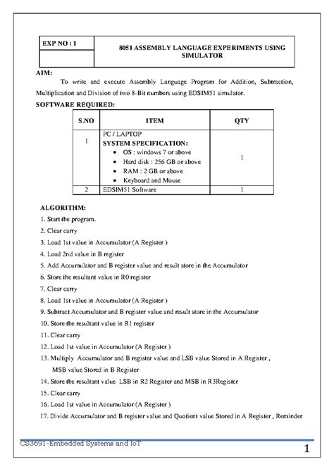 CS3691- E-Iot Updated Manual - CS3691-Embedded Systems and IoT AIM: To ...