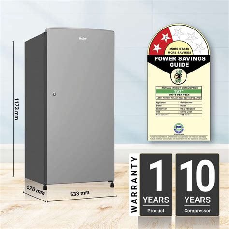 Haier 185 L Direct Cool Single Door 2 Star Refrigerator with DEFT ...