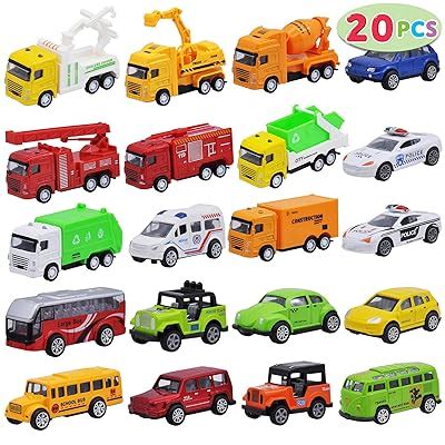 Buy JOYIN 20 Piece Die Cast Pull Back Metal Toy Car Model Vehicle Set ...