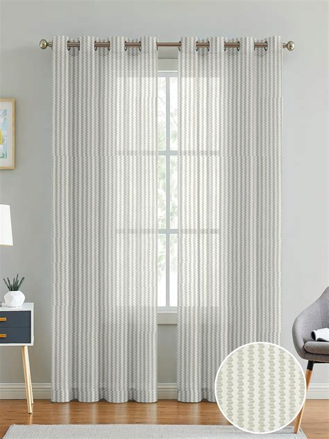 Buy Cortina Polyster Linen Solid Sheer Curtain Set with Eyelet Rings ...