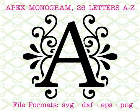 APEX MONOGRAM SVG FONT-Cricut & Silhouette Files SVG DXF EPS PNG | MONOGRAMSVG.COM by SVG Designs