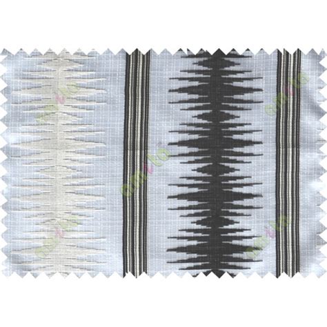 Black white contemporary vertical ikat pattern poly sheer curtain designs