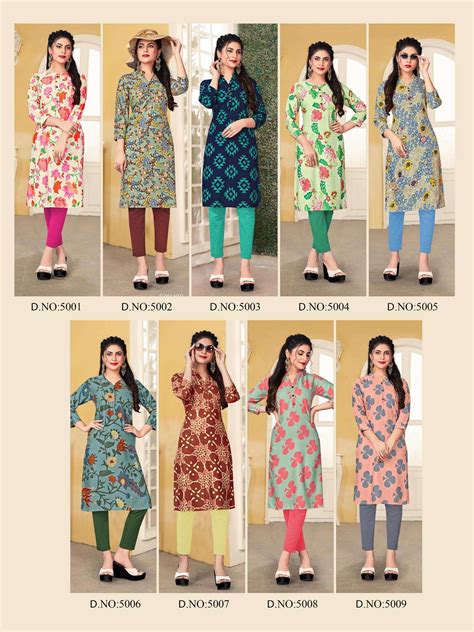Minu Trendy 5 Premium Cotton Printed Kurtis Catalogue, Pack Of 9Pcs