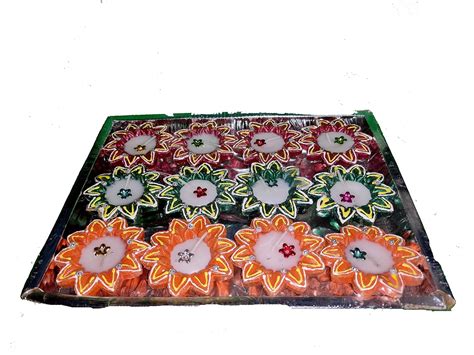 Buy Star Diwali Diya with Colourful Design (12 Diya in a Box) |Handmade ...