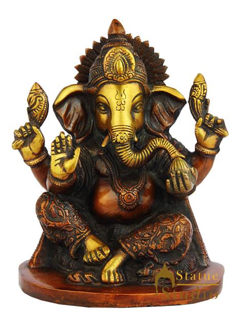 Brass blessing ganesha statue hindu gods figure religious idol hinduis ...