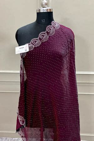 Wine Siroski Stone Jimmy Choo Saree – Mohsin Textiles