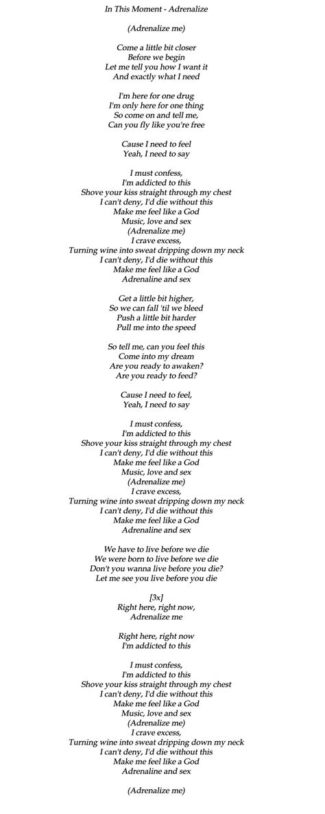 In This Moment - Adrenalize | In this moment, Songs, Song lyrics