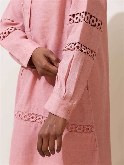 trueBrowns Sakura Pink Natural Cotton Kurta Co-ord Set